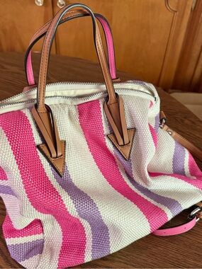 CHILLX canvas Tan Leather Accent Purse